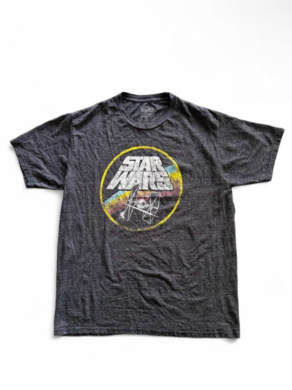 Star Wars Men's Charcoal Graphic Tee with Yellow Accents
